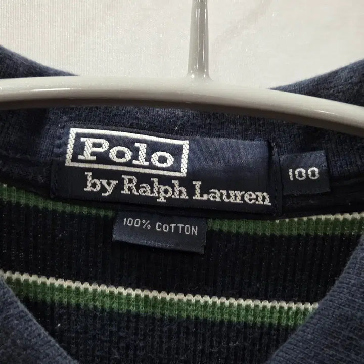 [BUNJANG] Polo Ralph Lauren Waffle Stripe Polo Shirt (Size 100) / 폴로랄프로렌 일경물산 와플 스트라이프 카라티 100