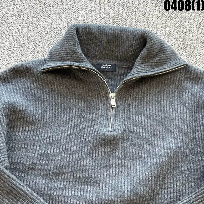 [BUNJANG] Musinsa Half-Neck Knit Gray L / 무신사 하프넥 니트 그레이 L