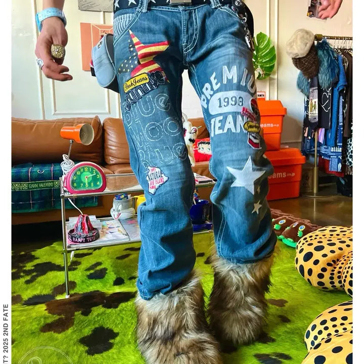 [BUNJANG] BLUE MOON BLUE Y2K Denim Pants / 90s-00s BLUE MOON BLUE 일본 빈티지 Y2K 데님 팬츠