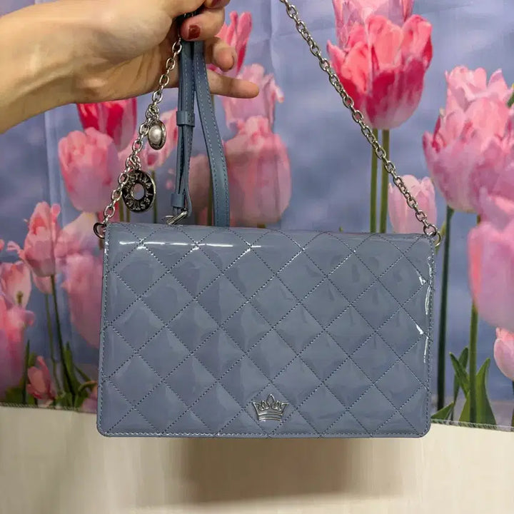 [BUNJANG] J.ESTINA Quilted Chain Crossbody Bag / 제이에스티나 퀼팅 체인 크로스백 블루
