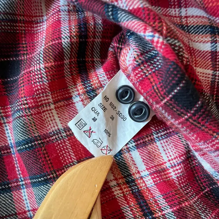 [SOLD OUT] 90s-00s M&amp;S 일본 빈티지 펑크 패치 레드 체크 웨스턴 셔츠 남방
