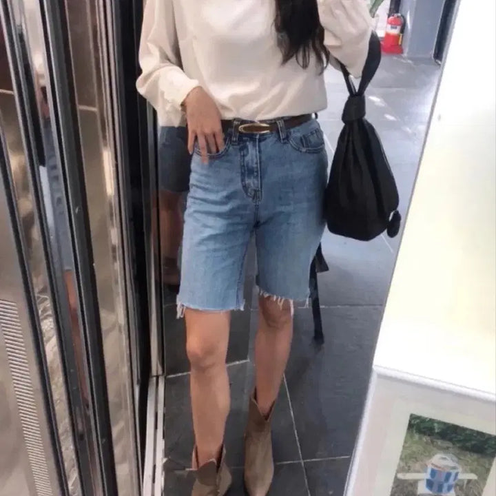 [BUNJANG] Denim Cut-Off Shorts / 청반바지 데님 5부 컷팅진 숏팬츠