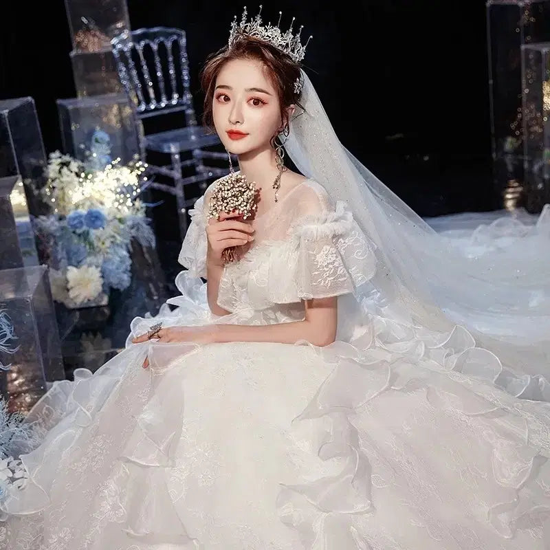 [BUNJANG] Wedding Dress Lace Frill Big Size Dress / 풀세트대여)웨딩드레스 졸업사진드레스 77-88빅사이즈
