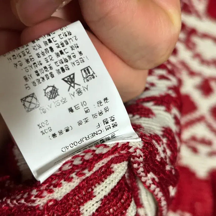 [BUNJANG] Red Flower Pattern Knit Cardigan / 레드 플라워 패턴 니트 가디건