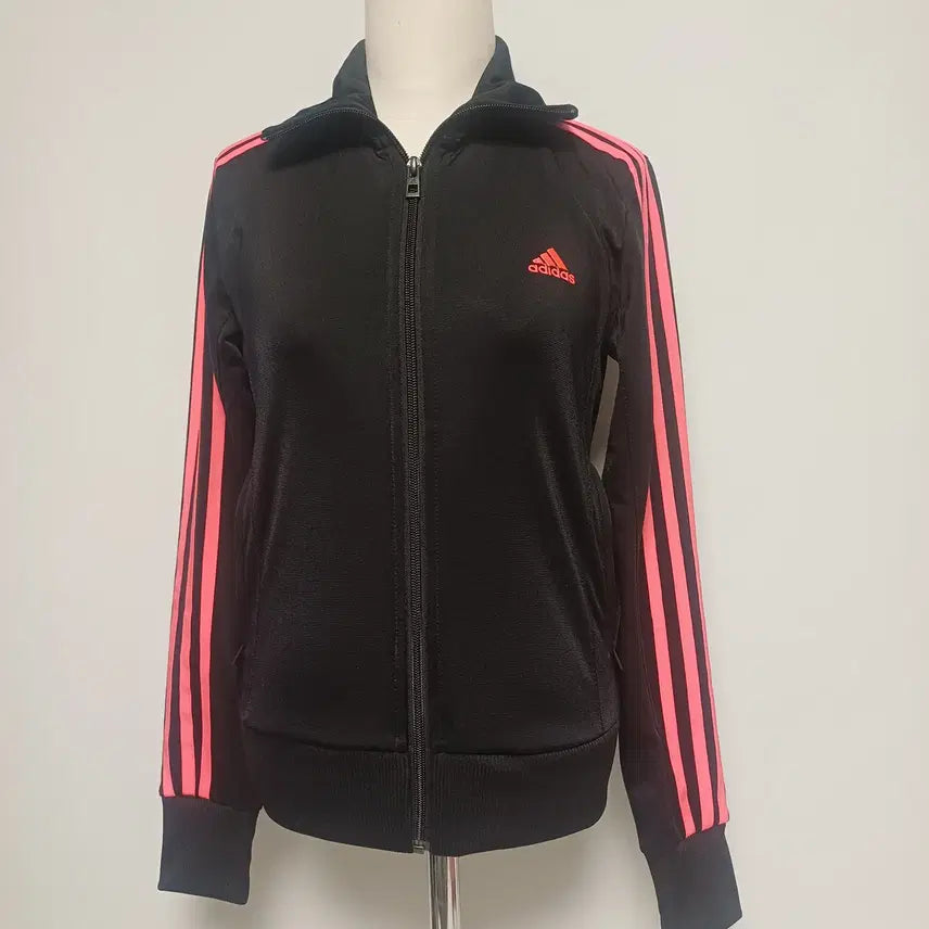 [BUNJANG] Adidas Vintage Track Top Black &amp; Neon Pink Jacket / [S급] 아디다스 2014 빈티지 트랙탑 검핑 (실측 포함/슬림핏)