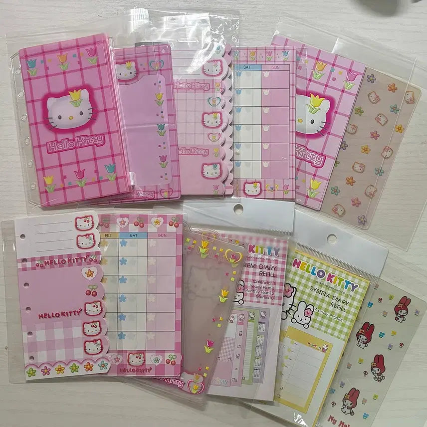 [BUNJANG] Classic Hello Kitty 6-Ring Binder Inner Pages Set / 12종 고전키티 6공 다이어리 속지 체리키티 튤립키티 마이멜로디