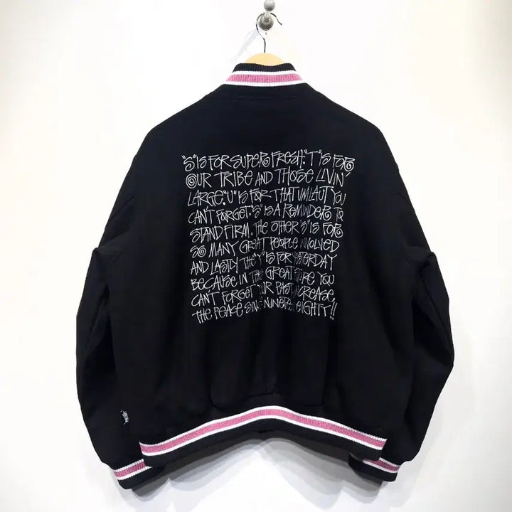 [BUNJANG] Stussy S Melded Varsity Jacket Black / [L]STUSSY 스투시 S 토크 멜튼 바시티 자켓 블랙