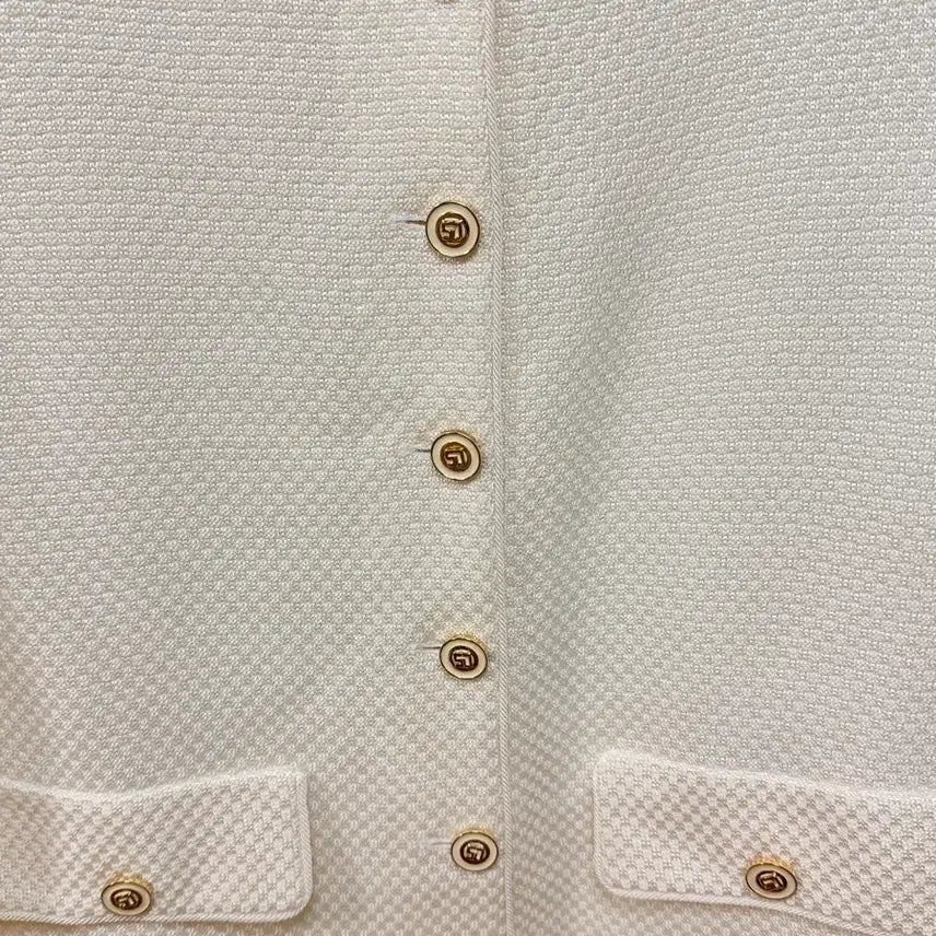 [BUNJANG] St. John Cream Ivory Jacquard Jacket / 센존컬렉션 st.john 크림아이보리 자카드 자켓 세인트존금장단추버튼