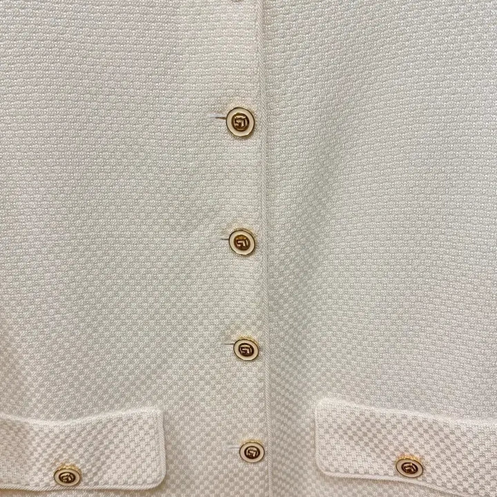 [BUNJANG] St. John Cream Ivory Jacquard Jacket / 센존컬렉션 st.john 크림아이보리 자카드 자켓 세인트존금장단추버튼