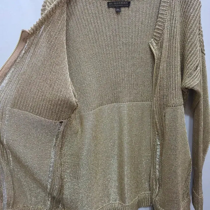 [BUNJANG] Burberry Metallic Gold Knit Cardigan / (정품)버버리 메탈릭 골드 니트 가디건