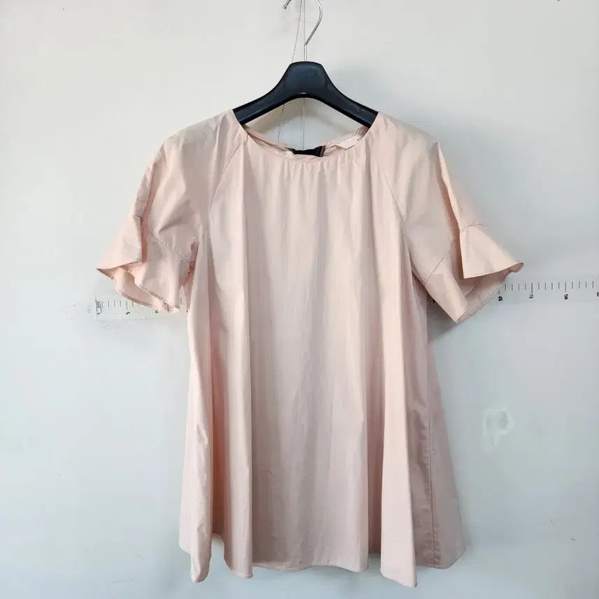 [BUNJANG] Lenibon Soft Pink Flare Short Sleeve Blouse / 레니본 연핑크 플레어 반팔 블라우스