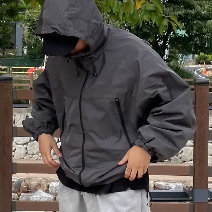 [BUNJANG] Terix Goppcore Windbreaker Charcoal 3XL Jacket / 테릭스 고프코어 바람막이 차콜 3XL(120)사이즈 판매합니다.[새상품]
