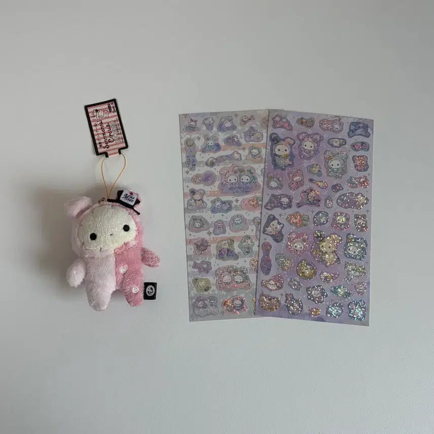 [BUNJANG] Sentimental Circus Plush Keychain + Sticker Bundle Set / 센티멘탈 서커스 인형 키링 + 스티커 일괄 판매