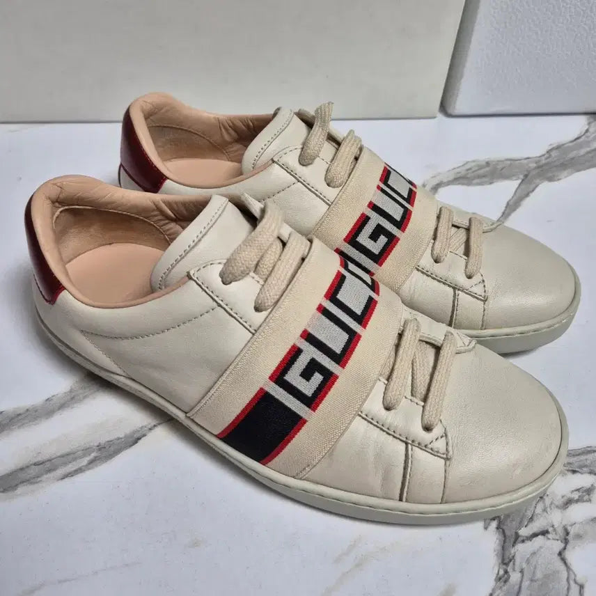 [BUNJANG] Gucci Ace Sprite Logo Sneakers (Size 34.5) / (정품) 구찌 에이스 스프라이트 로고 밴딩 스니커즈 운동화 34.5