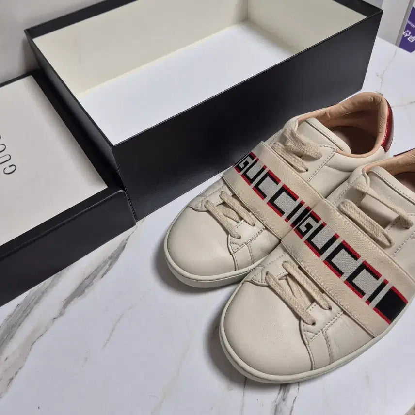 [BUNJANG] Gucci Ace Sprite Logo Sneakers (Size 34.5) / (정품) 구찌 에이스 스프라이트 로고 밴딩 스니커즈 운동화 34.5