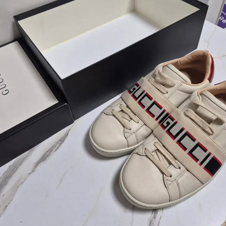 [BUNJANG] Gucci Ace Sprite Logo Sneakers (Size 34.5) / (정품) 구찌 에이스 스프라이트 로고 밴딩 스니커즈 운동화 34.5