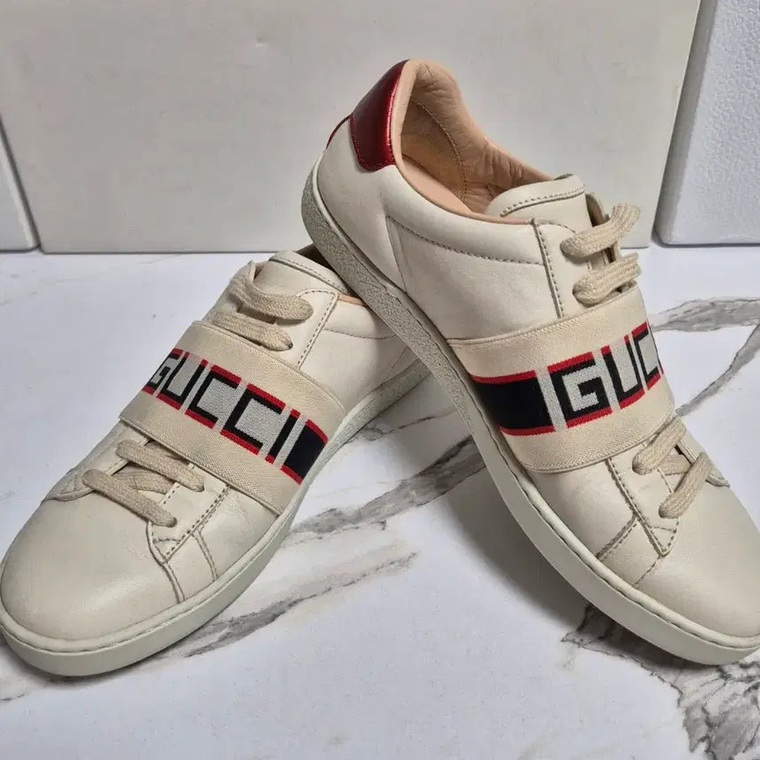 [BUNJANG] Gucci Ace Sprite Logo Sneakers (Size 34.5) / (정품) 구찌 에이스 스프라이트 로고 밴딩 스니커즈 운동화 34.5