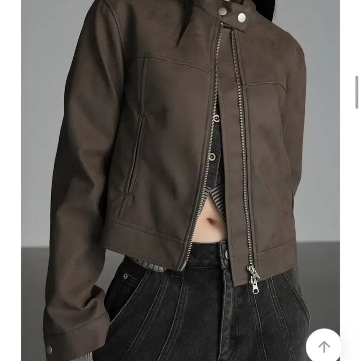 [BUNJANG] Biker Leather Jacket - Brown, Size S / 바이커 레더 자켓