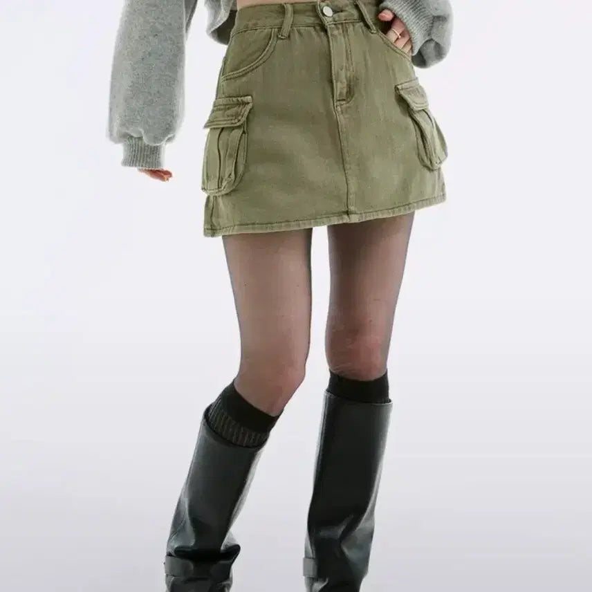 [BUNJANG] Navy Cargo Skirt Khaki / 품절템, 새상품) 네비 카고 스커트 카키