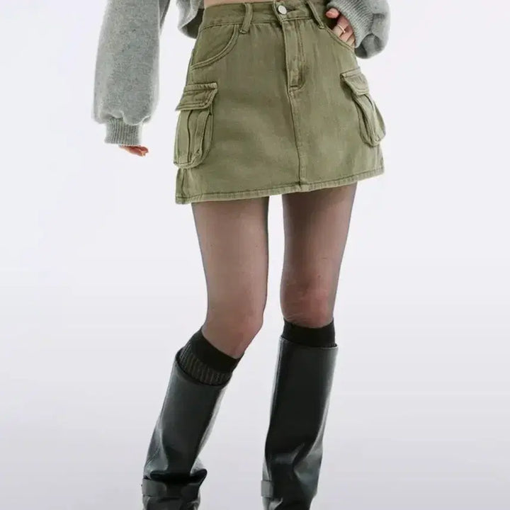 [BUNJANG] Navy Cargo Skirt Khaki / 품절템, 새상품) 네비 카고 스커트 카키