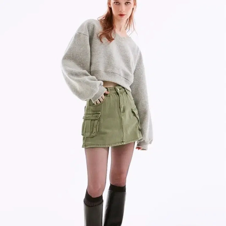 [BUNJANG] Navy Cargo Skirt Khaki / 품절템, 새상품) 네비 카고 스커트 카키