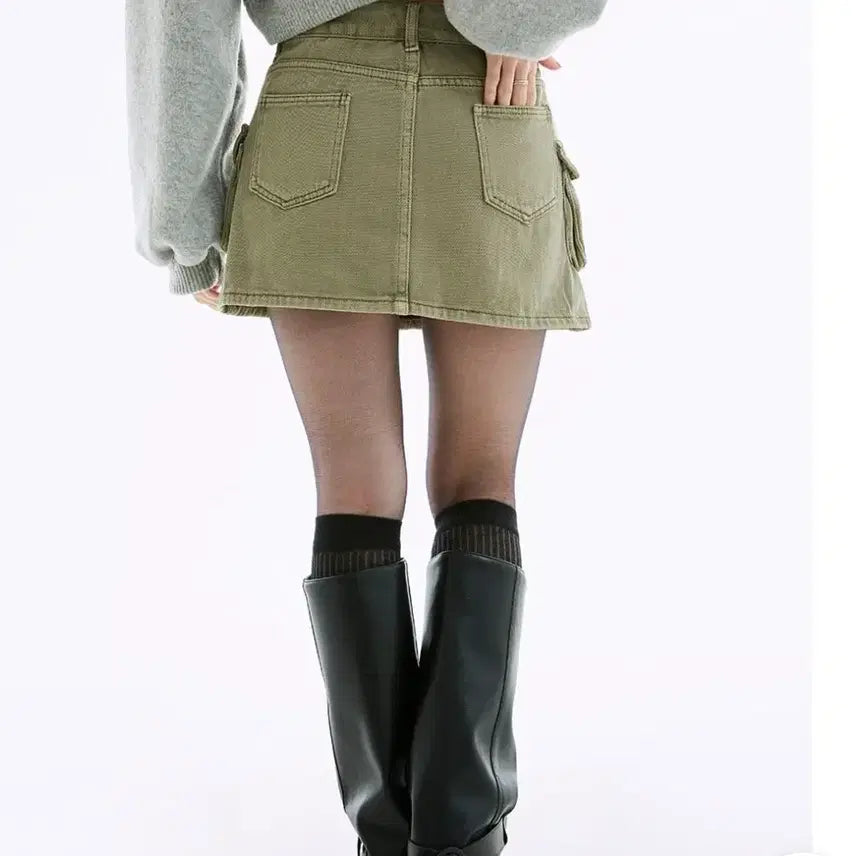 [BUNJANG] Navy Cargo Skirt Khaki / 품절템, 새상품) 네비 카고 스커트 카키
