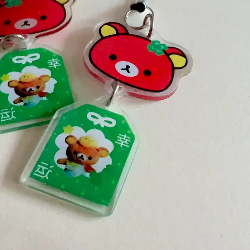 [BUNJANG] Rilakkuma Lucky Charm Acrylic Omamori Keychain Strap / 리락쿠마 행운 아크릴 부적 오마모리 키링 스트랩 폰줄