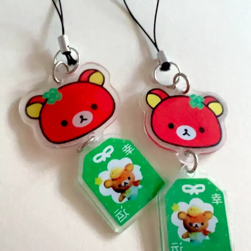[BUNJANG] Rilakkuma Lucky Charm Acrylic Omamori Keychain Strap / 리락쿠마 행운 아크릴 부적 오마모리 키링 스트랩 폰줄