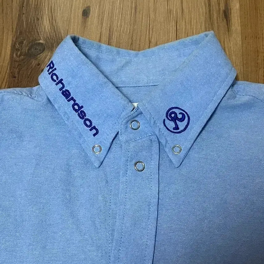 [BUNJANG] Richardson Kara Logo Button Shirt L Sky Blue / 리차드슨 richardson 카라 로고 버튼 셔츠 L 스카이블루