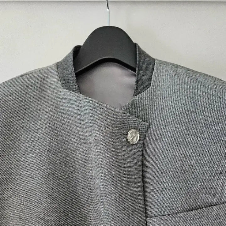 [BUNJANG] Colorless Crop Jacket and Pants Set / 고퀄 칼라리스 크롭자켓 팬츠 셋업 세트
