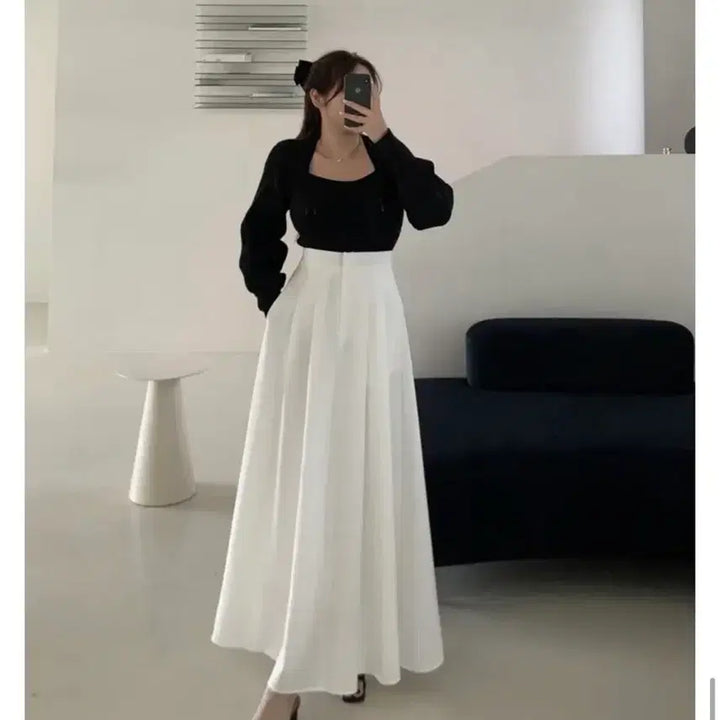 [BUNJANG] Flatfer Paris Pleated Long Skirt / 새상품) 플랫퍼 f/w파리 스커트 (베이지,네이비)