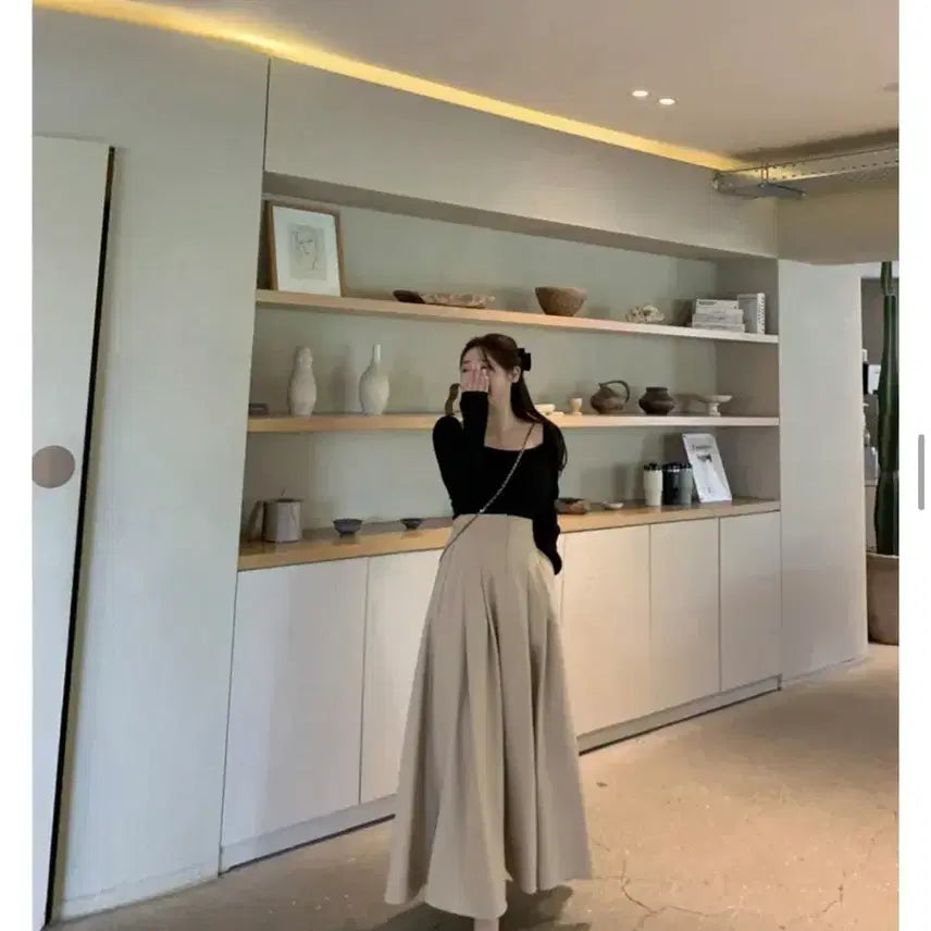 [BUNJANG] Flatfer Paris Pleated Long Skirt / 새상품) 플랫퍼 f/w파리 스커트 (베이지,네이비)