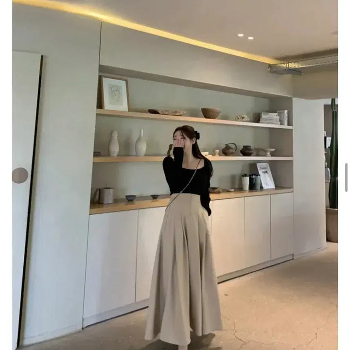 [BUNJANG] Flatfer Paris Pleated Long Skirt / 새상품) 플랫퍼 f/w파리 스커트 (베이지,네이비)