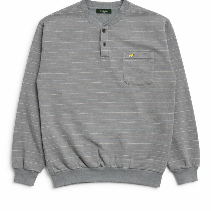 [BUNJANG] Golden Bear Striped Henley Neck Sweatshirt / JPN 90s~00s일본 빈티지 y2k 골든베어 스트라이프 헨리넥 맨투맨