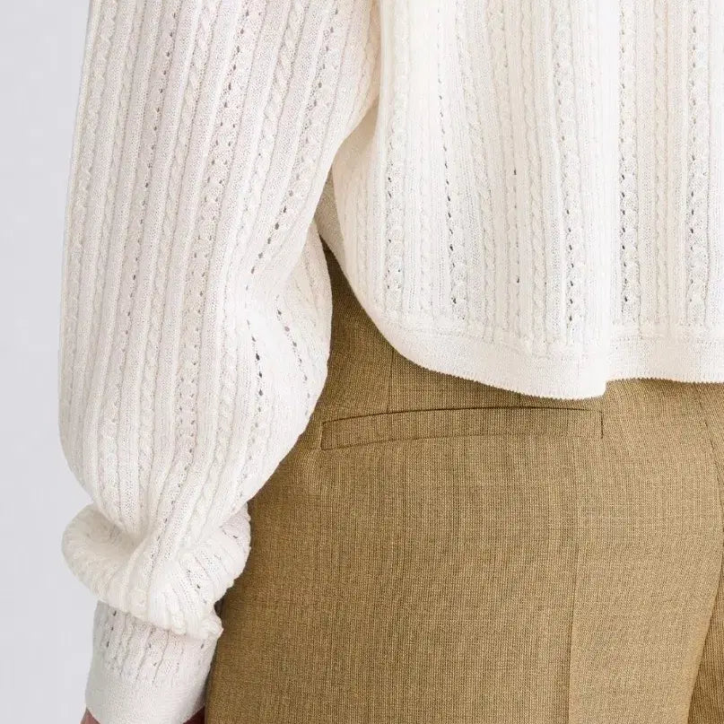 [BUNJANG] TIME (Hansem) Crochet Cable Knit Hooded Zip-Up Jacket / 한섬 타임 후드집업