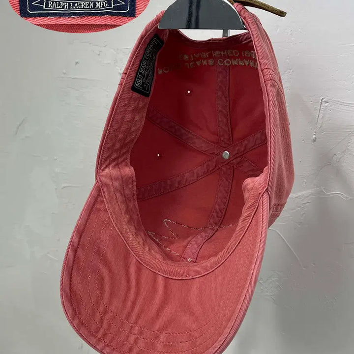[SOLD OUT] 폴로 랄프로렌 살몬핑크 67 플래그 워시드 볼캡 모자
