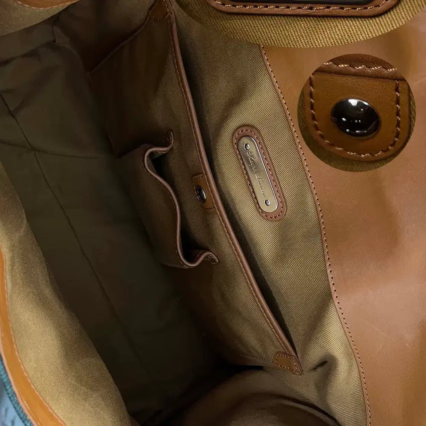 [BUNJANG] Polo Ralph Lauren Collection Calfskin Soft Ricky 33 Canvas Cooper Bag Tote Bag / 폴로 랄프로렌 컬렉션 카프스킨 소프트리키 33 캔버스 쿠퍼백 숄더 토트백
