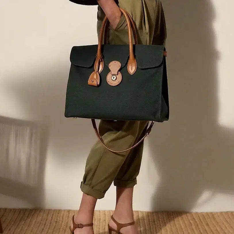 [BUNJANG] Polo Ralph Lauren Collection Calfskin Soft Ricky 33 Canvas Cooper Bag Tote Bag / 폴로 랄프로렌 컬렉션 카프스킨 소프트리키 33 캔버스 쿠퍼백 숄더 토트백