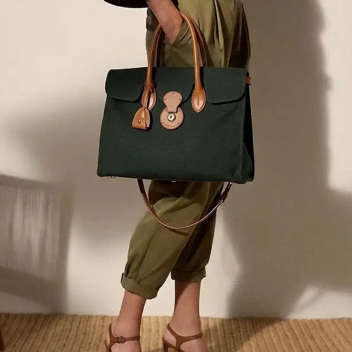 [BUNJANG] Polo Ralph Lauren Collection Calfskin Soft Ricky 33 Canvas Cooper Bag Tote Bag / 폴로 랄프로렌 컬렉션 카프스킨 소프트리키 33 캔버스 쿠퍼백 숄더 토트백