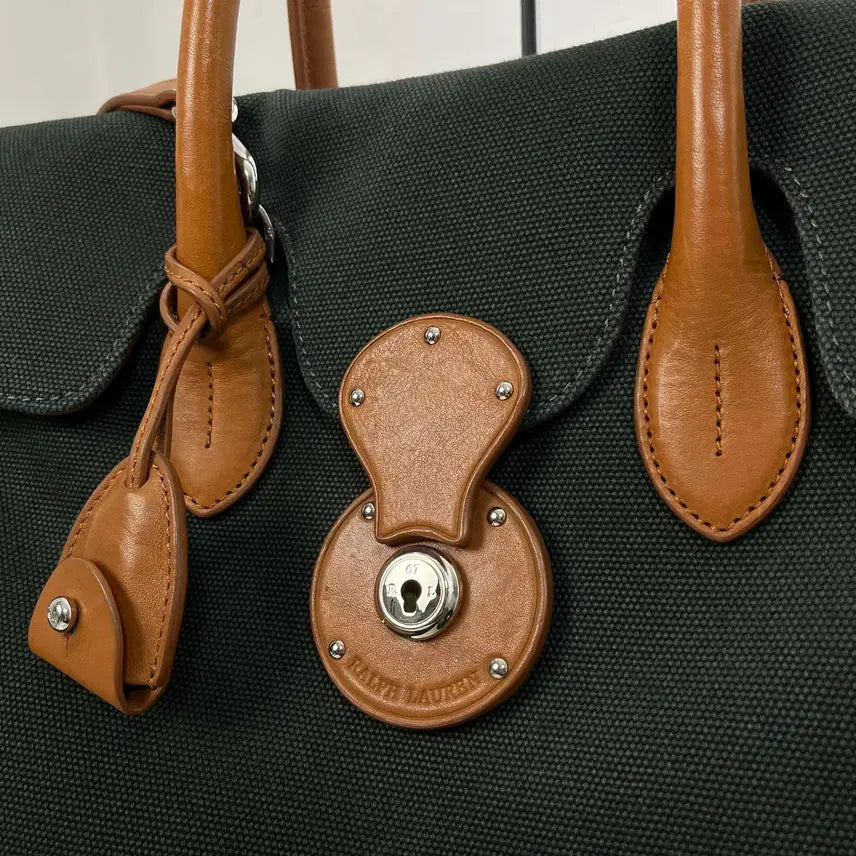 [BUNJANG] Polo Ralph Lauren Collection Calfskin Soft Ricky 33 Canvas Cooper Bag Tote Bag / 폴로 랄프로렌 컬렉션 카프스킨 소프트리키 33 캔버스 쿠퍼백 숄더 토트백
