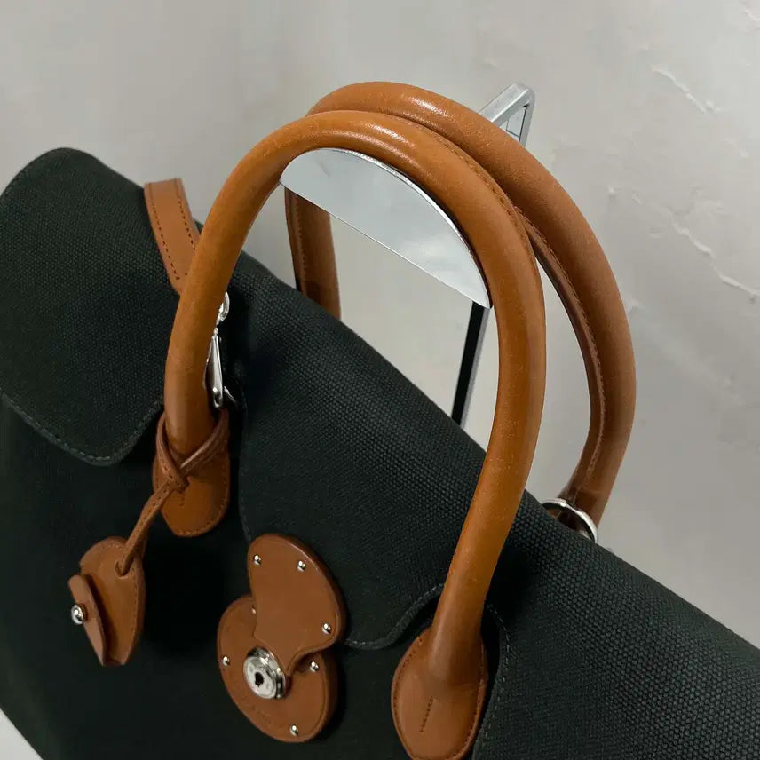 [BUNJANG] Polo Ralph Lauren Collection Calfskin Soft Ricky 33 Canvas Cooper Bag Tote Bag / 폴로 랄프로렌 컬렉션 카프스킨 소프트리키 33 캔버스 쿠퍼백 숄더 토트백