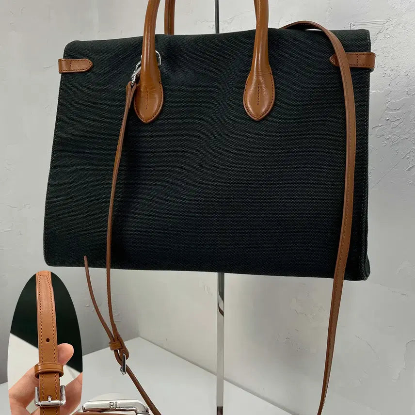 [BUNJANG] Polo Ralph Lauren Collection Calfskin Soft Ricky 33 Canvas Cooper Bag Tote Bag / 폴로 랄프로렌 컬렉션 카프스킨 소프트리키 33 캔버스 쿠퍼백 숄더 토트백
