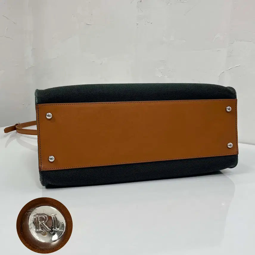 [BUNJANG] Polo Ralph Lauren Collection Calfskin Soft Ricky 33 Canvas Cooper Bag Tote Bag / 폴로 랄프로렌 컬렉션 카프스킨 소프트리키 33 캔버스 쿠퍼백 숄더 토트백