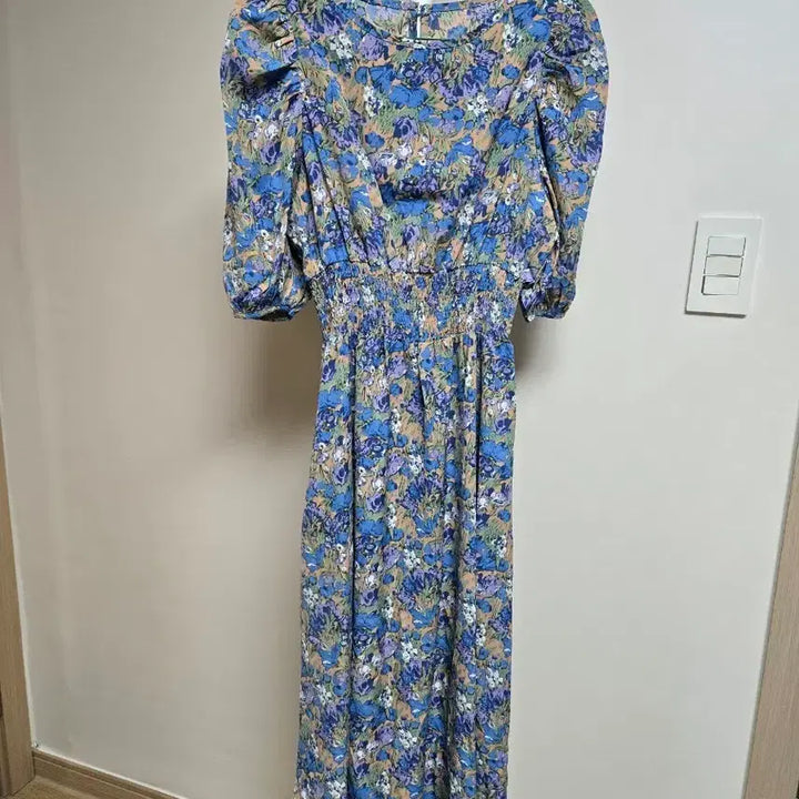 [BUNJANG] Floral Long Dress Puff Sleeve / 플라워 롱 원피스 퍼프소매 잔꽃무늬