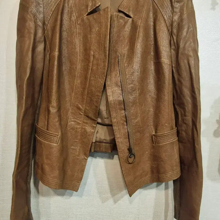 [BUNJANG] TIME Brown Leather Jacket / TIME 타임 브라운 가죽 자켓