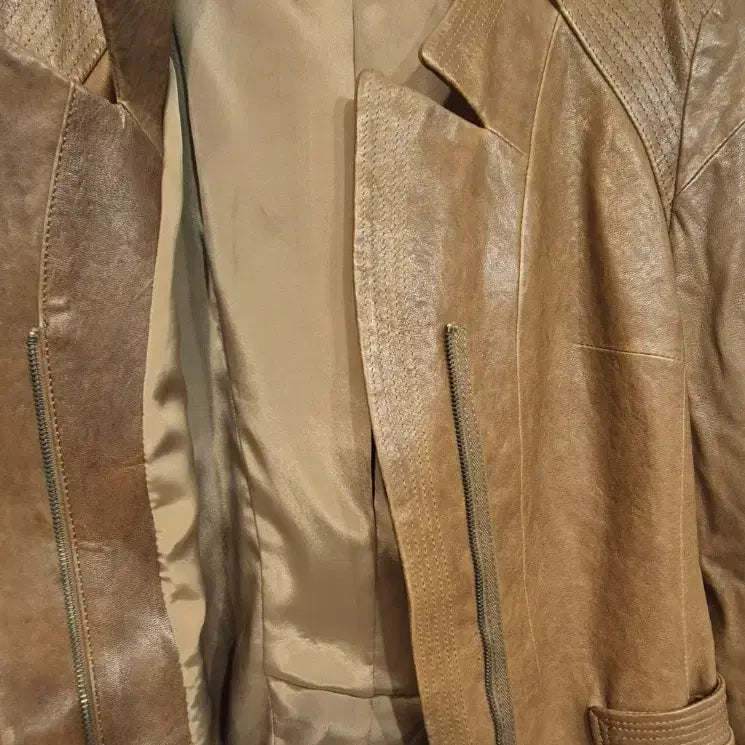 [BUNJANG] TIME Brown Leather Jacket / TIME 타임 브라운 가죽 자켓