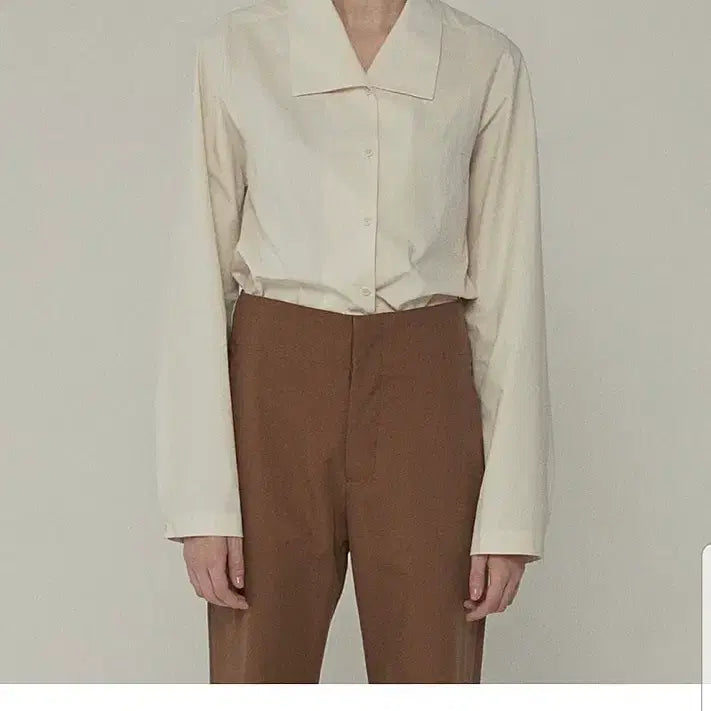 [BUNJANG] Coket Brown Crop Blouse / Coket 코켓 셔츠 블라우스