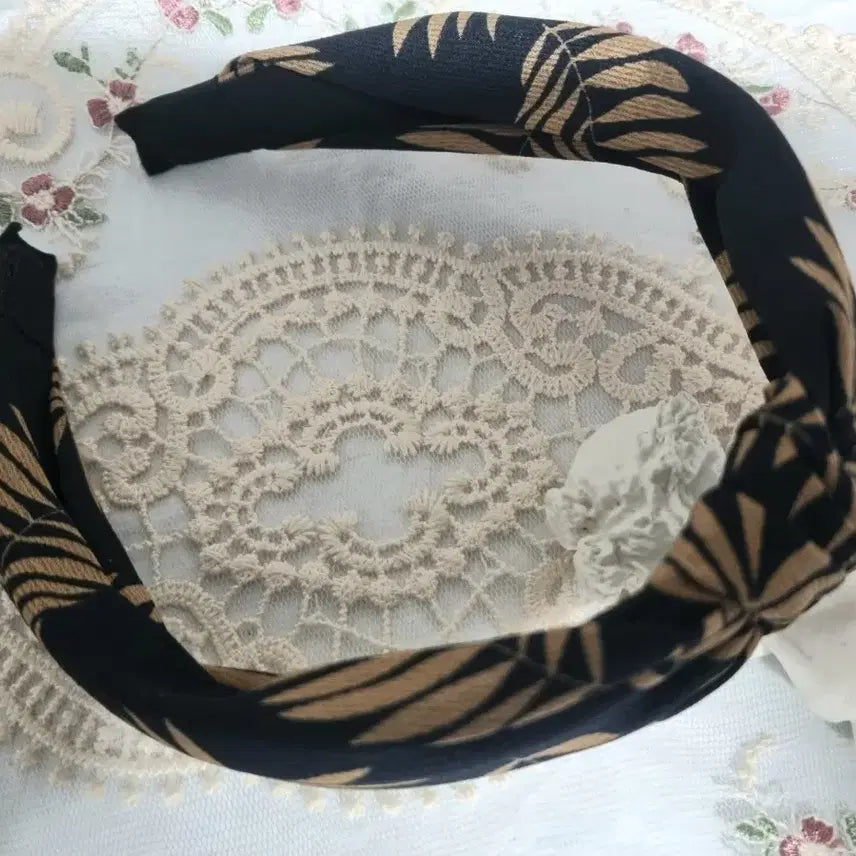 [BUNJANG] Black Palm Tree Pattern Headband / 블랙 야자수 패턴 머리띠(새상품)