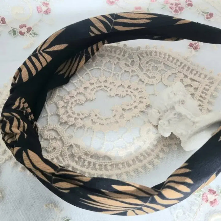 [BUNJANG] Black Palm Tree Pattern Headband / 블랙 야자수 패턴 머리띠(새상품)