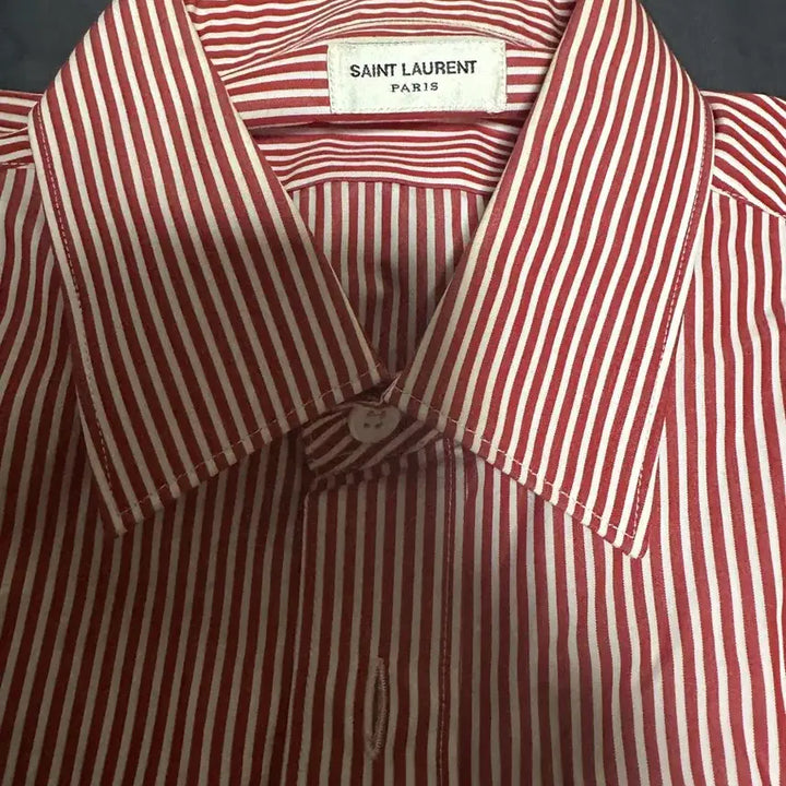 [BUNJANG] Saint Laurent Cotton Striped Shirt / 생로랑 / 코튼 스트라이프 셔츠 레드 / 39